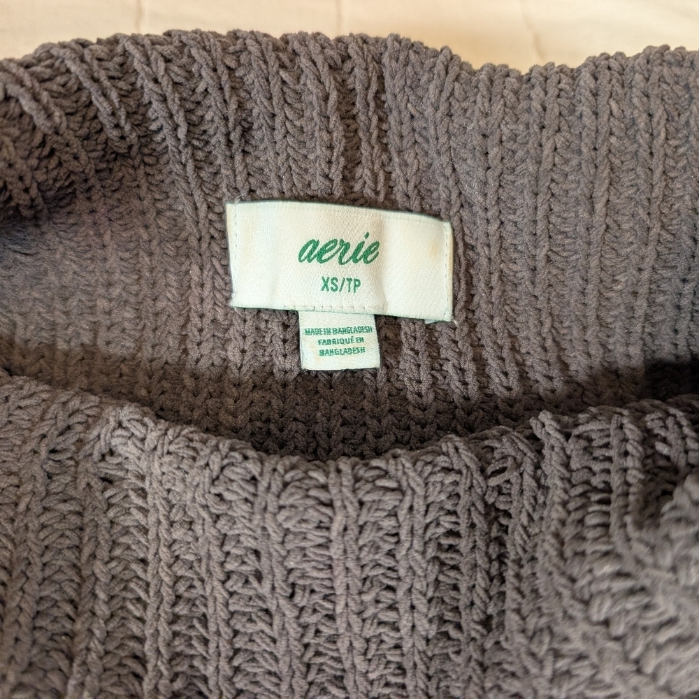 Aerie Oversized Chocolate Brown Knit Sweater, Women's Size XS - Picture 3 of 8